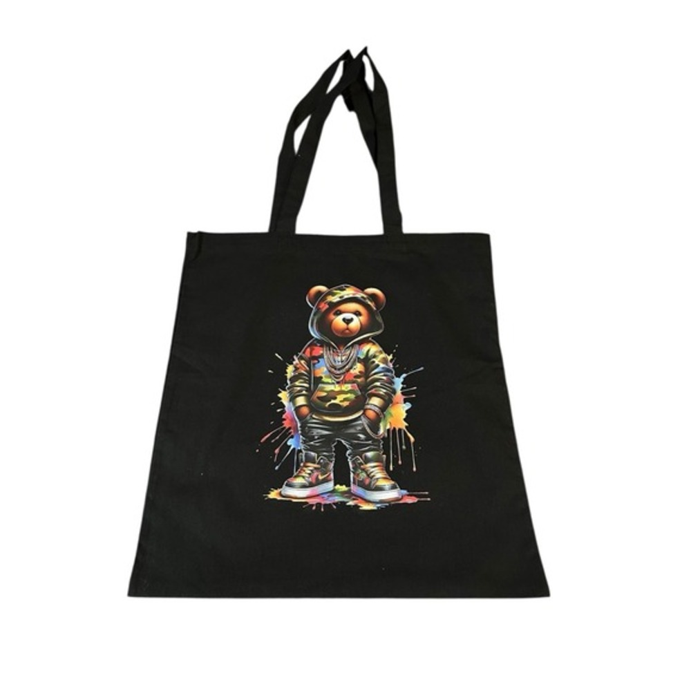 NEW canvas tote shoulder bag custom graphic handmade W 14 H 16‎ SH 11 inches